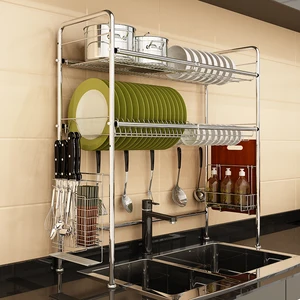Image of High quality stainless steel 304 kitchen storage over the sink dish drying rack