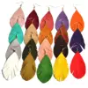 Elegant Real Leather colorful tassels leaves Earring