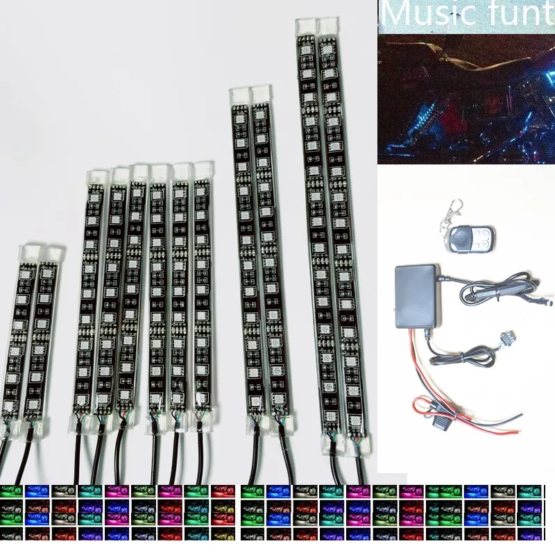 12pc RGB LED Motorcycle Lighting Million Color Neon Glow Light Strips motorcycle accessories light kit