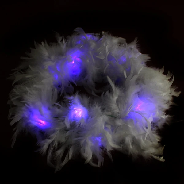 Bar Party Event Supplier Led Light Up White Feather Boa For Wedding