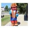 Fashionable inflatable cow walking cartoon wearing a cowboy suit for sale