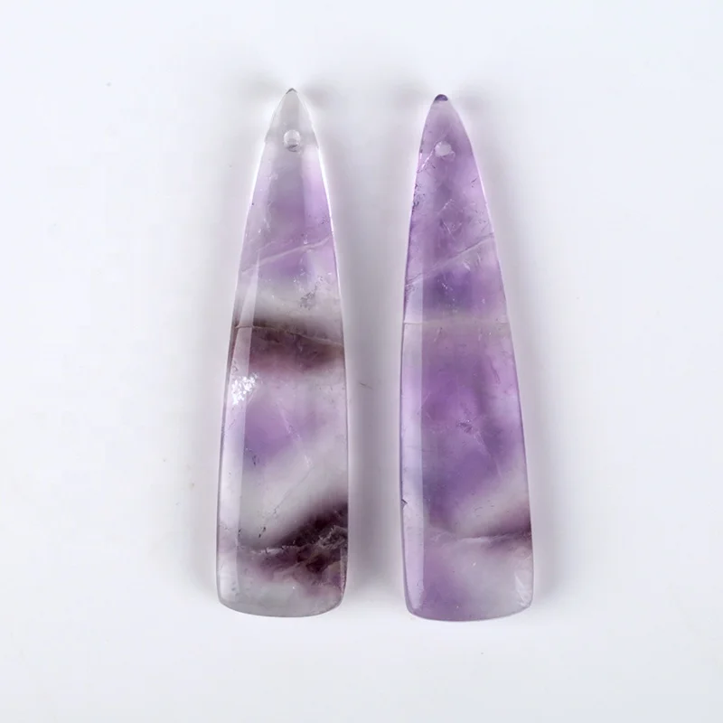 

Real Natural Amethyst Gemstone Women Jewelry Stone Earrings Component 51x12x6mm 8.8g, Purple