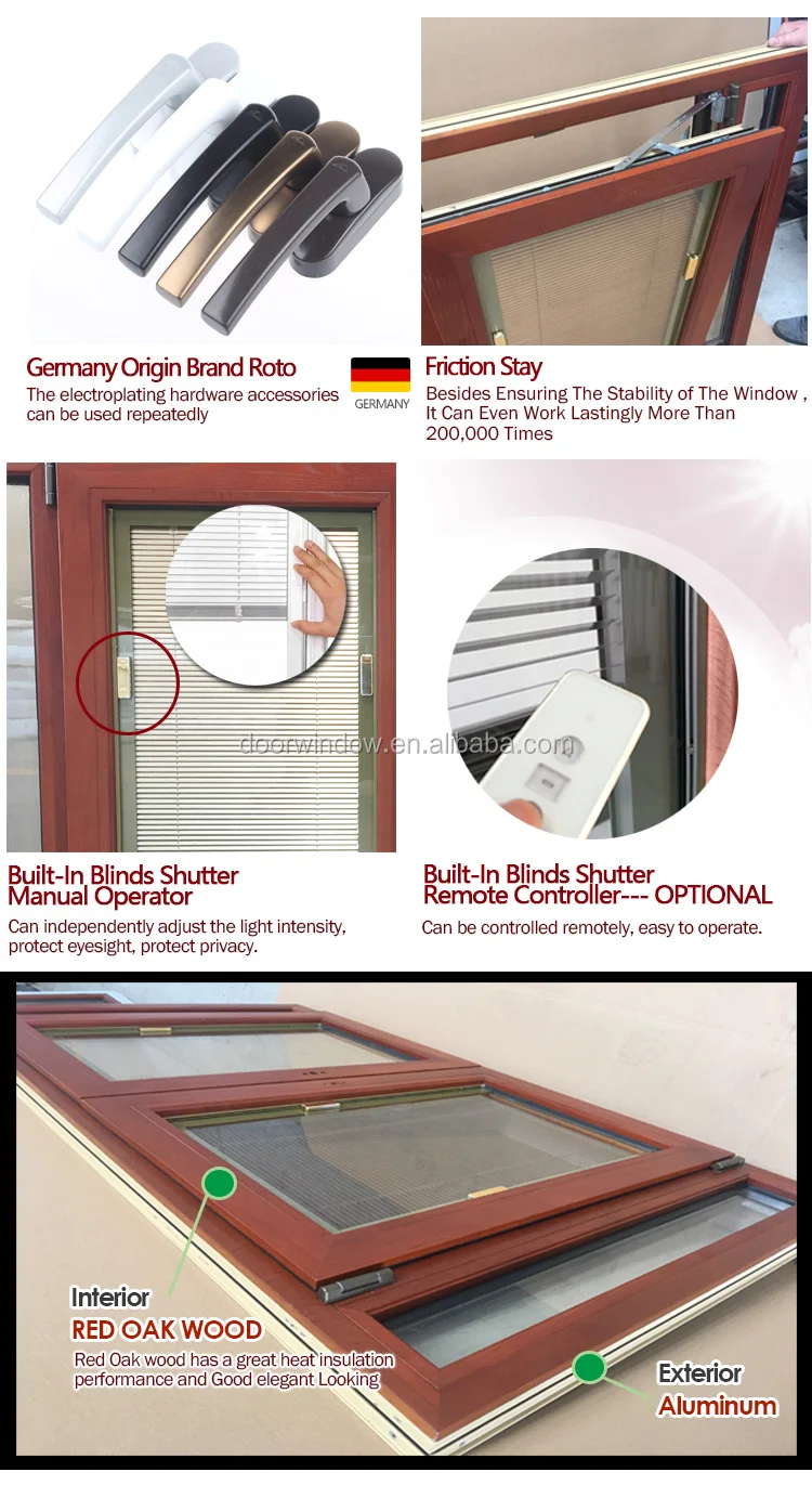 Double Casement Windows Aluminum Wood Composite Integral Blinds Tilt Turn Window