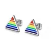 Triangle shape style fashion design stainless steel rainbow stud earrings for men women