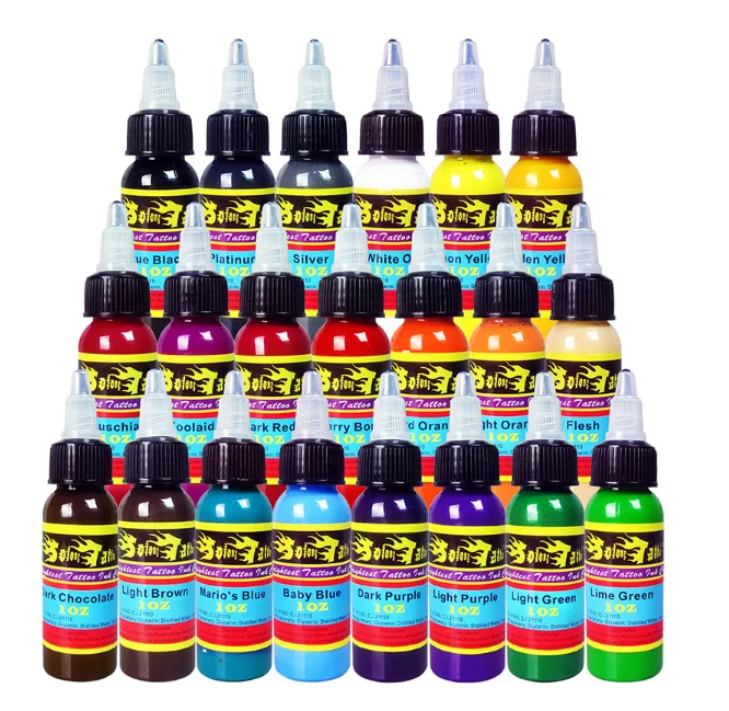 

Solong Tattoo high quality Bright Colors Manufacturer 21 Colors Tattoo Ink Set 1 oz /Bottle TI301-30-21, As picture