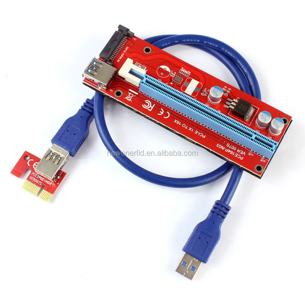 

2018 Best quality PCIE riser 6pin VER 006C 008c 009s 008s 007s SATA riser for bitcoin BTC, Red