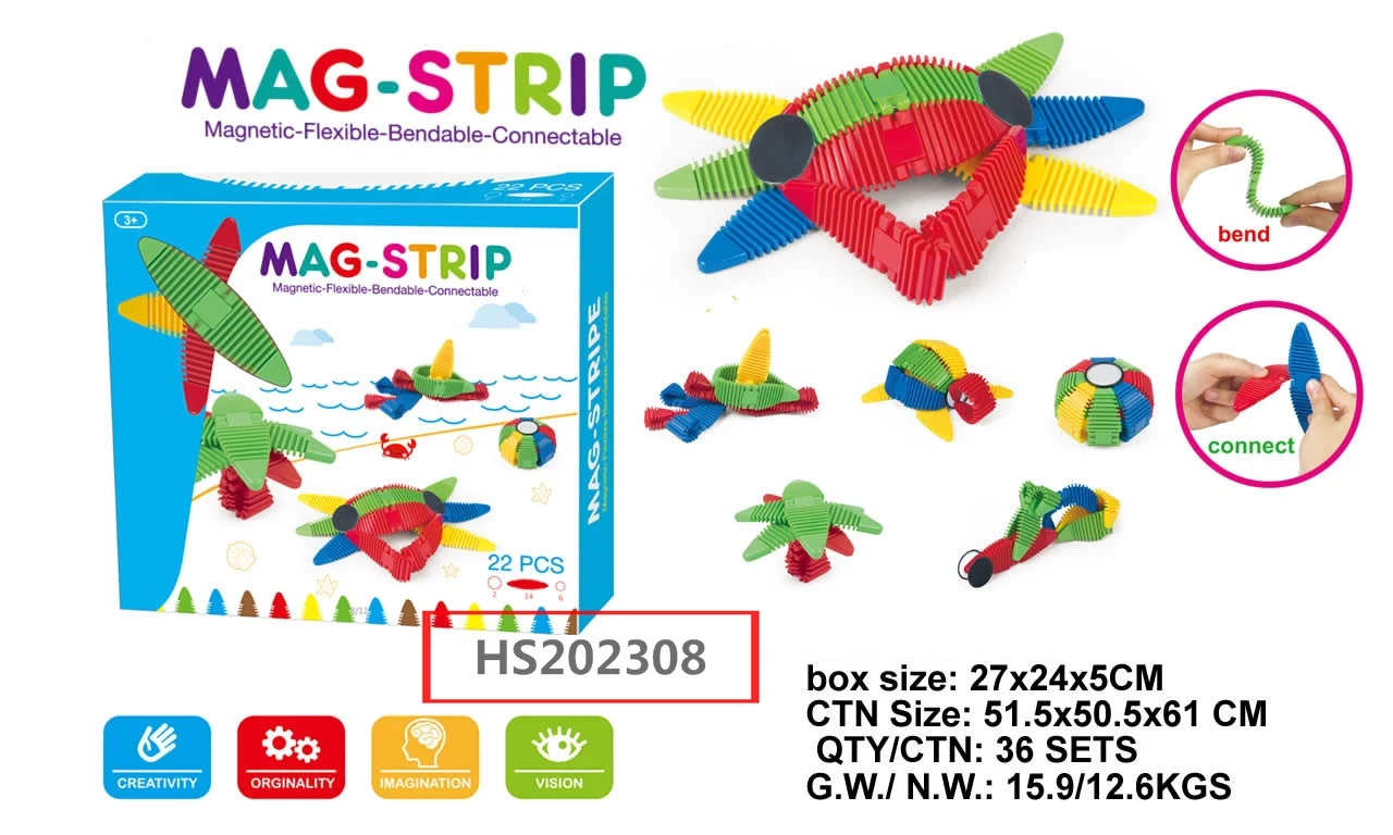 HS202308, Huwsin Toys, Flexible magnetic building block,22pcs, Educational toy