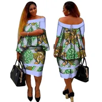 

African Dashiki Print Women Clothing Two Pieces Tops and Body Corn Dress Set Dresses and Skirts Plus Size BintaRealWax WY2400