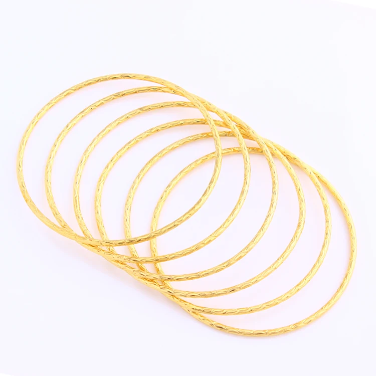 

JH Thin Trendy Gold Plated 18K Girl's Bangle Hot Sale Item Jewelry For Gift, 18k gold