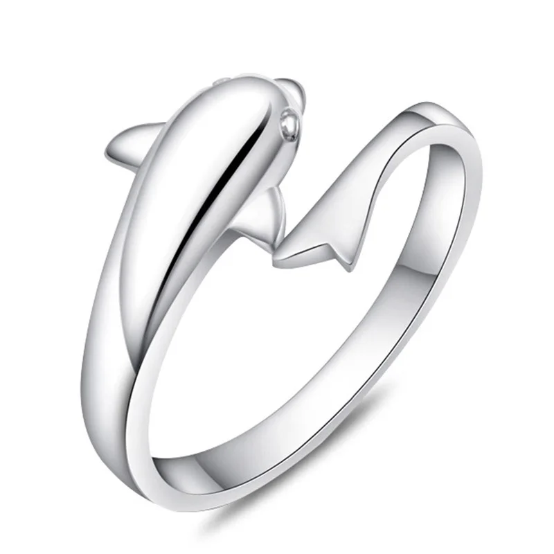 

Fashionable Jewelry 2020 New Silver Ring Cheap Price and Stocks Selling Promotion Gifts Open Size Dolphin Ring