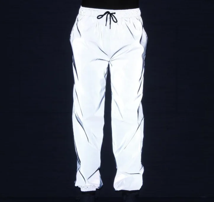 

X87455B Outdoor man riding sports trousers men Hip hop reflective sweat pants, As pictures