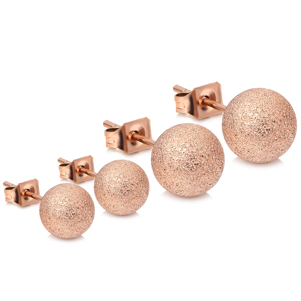 

Titanium Steel Rose Gold Color Stainless Steel Ball Earrings For Woman Fashion Earring Jewelry