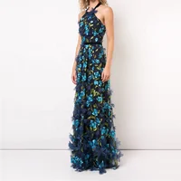 

2019 latest elegant handmade floral dresses off shoulder maxi dress evening dress