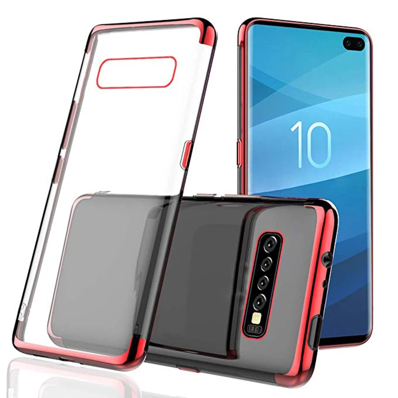 

Stylish Electroplate Edge Slim Thin Fit Soft TPU Crystal Transparent Clear Protective Phone Case For Samsung Galaxy S10 Lite, Black/red/blue/silver/gold/rose gold