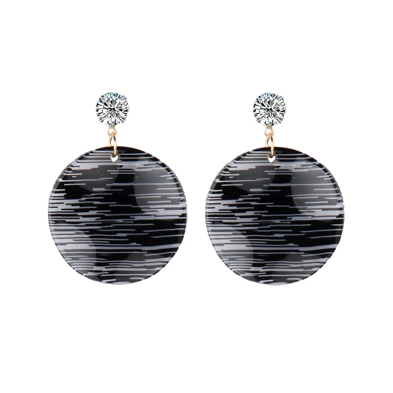 

High-quality Wholesale Crystal Rhinestone Irregular Round Tortoise Jewelry Customized Hoop Acetate Earrings For Women, Colors