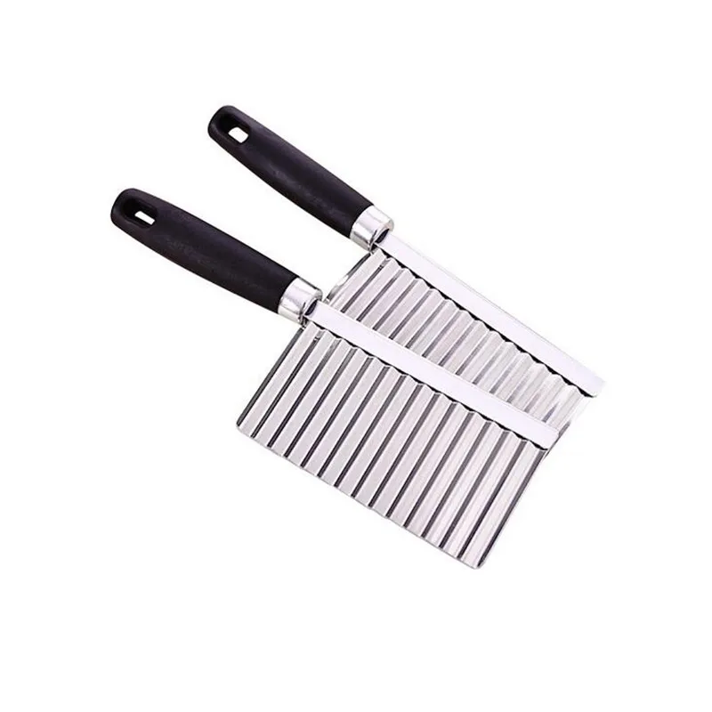 

Kitchen Cooking Tool Stainless Steel Vegetable Fruit Wavy Cutter Potato Cucumber Carrot Waves Cutting Slicer, As picture show