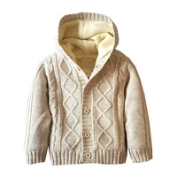

Fashion cute design infant overcoat coral fleece knitting cartoon baby sweater coat with hood