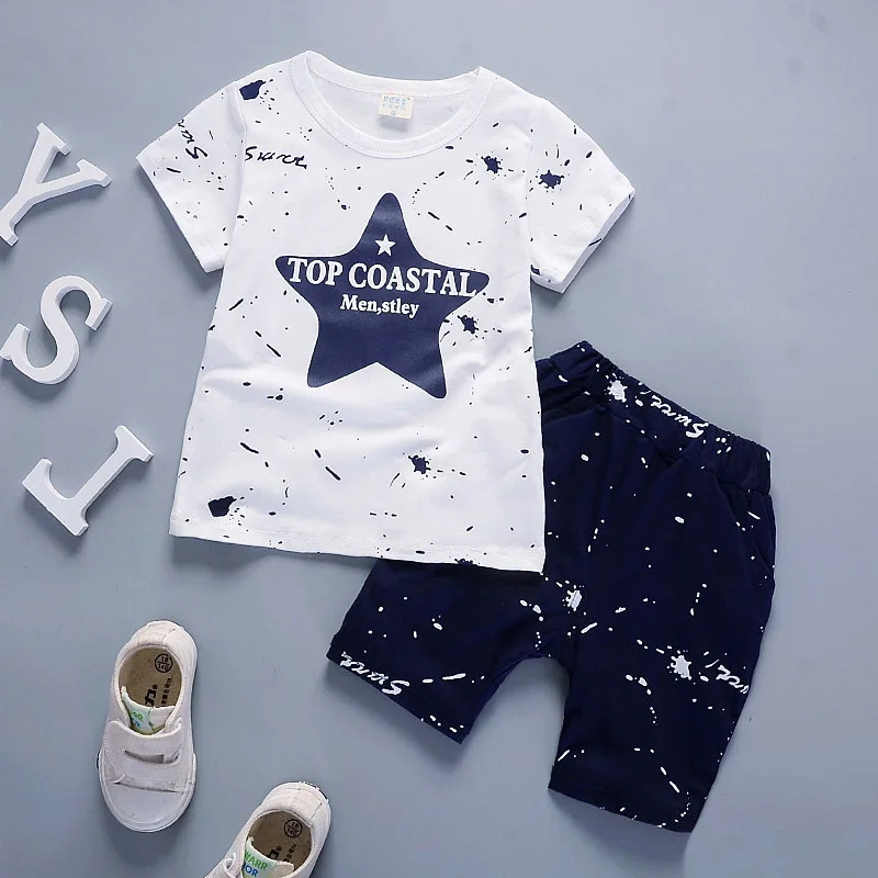 

2PCS Suit Baby Boy Clothes Children Summer Toddler Boys Clothing set Cartoon 2018 New Kids Fashion Cotton Cute Star Sets, As picture