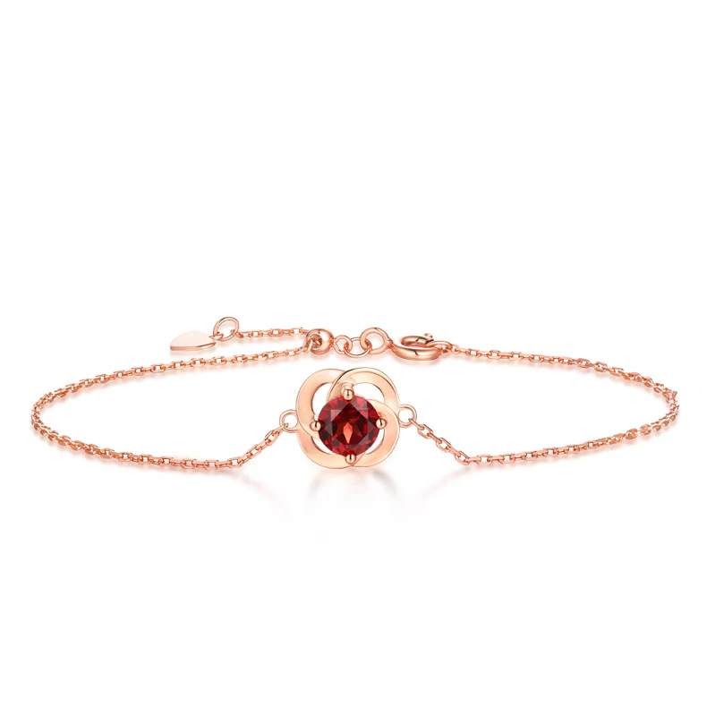 

Fashion silver jewellery garnet rose gold gemstone bracelet women, Picture