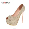 Latest high heel shoes for girls shining party platform peep toe very high pencil high heel shoes wholesale women shoes design