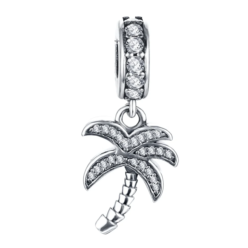 

Dropshipping LZESHINE custom 925 Silver palm tree Pendant Beads bag charms PSMB0302