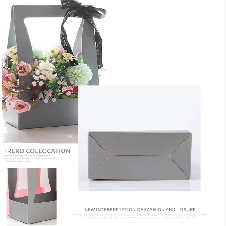 Details about   Portable DIY Flower Paper Basket Packaging Folding Flower Box Gift Box Dessert 