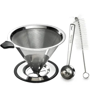 Image of Stainless Steel Pour Over Coffee Dripper With Stand Pour Over Coffee Maker/Coffee Filter Guarantees Bolder Flavors
