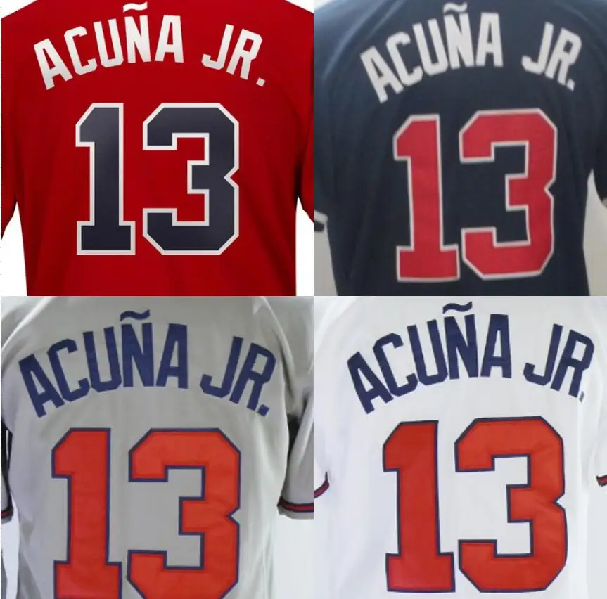 

Best Quality Ronald Acuna Jr. Embroidery Custom Name Number Logo Baseball Jersey