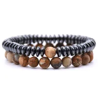 

Promotion Gift Wholesale Men Custom Fashion Bracelet Sets Jewelry Charm Unisex Metal Colorful Natural Stones Bracelets
