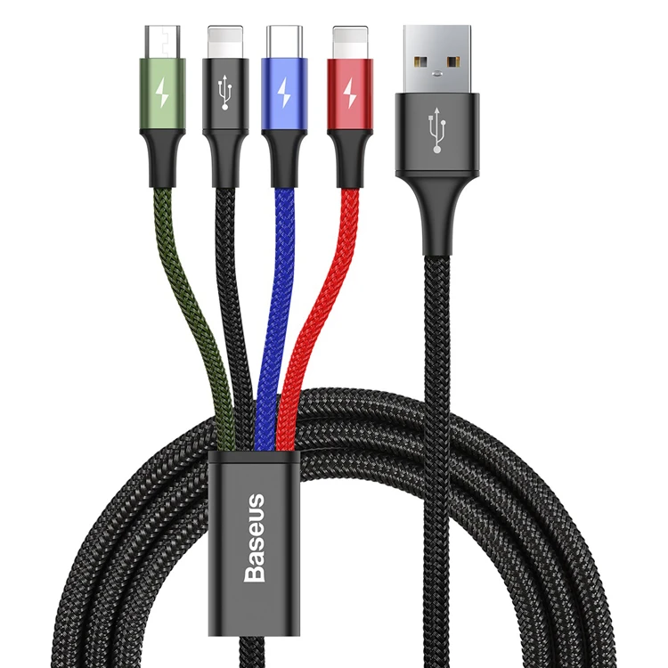 

Baseus 3.5A Fast 4 Head Multi Charging 4 in 1 Usb Data Cable