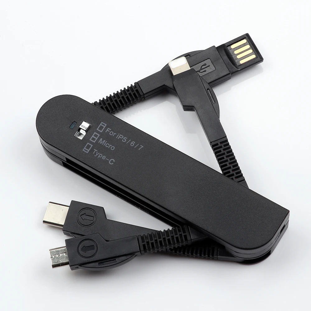 Swiss Army Knife Usb Cable,Portable 3 In 1 Charger Data Cable Electric