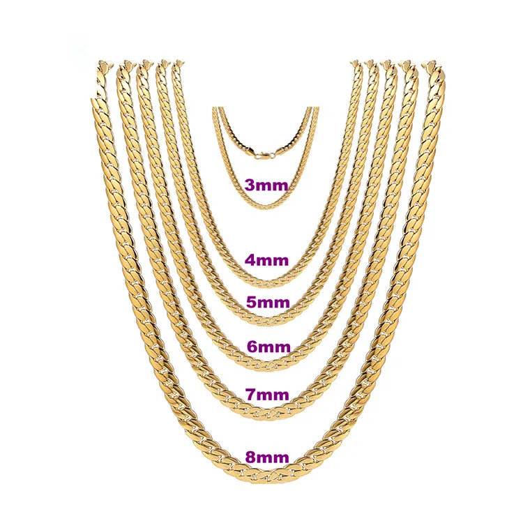 wholesale factory price Solid stainless steel necklace fashion jewelry Flat Chain