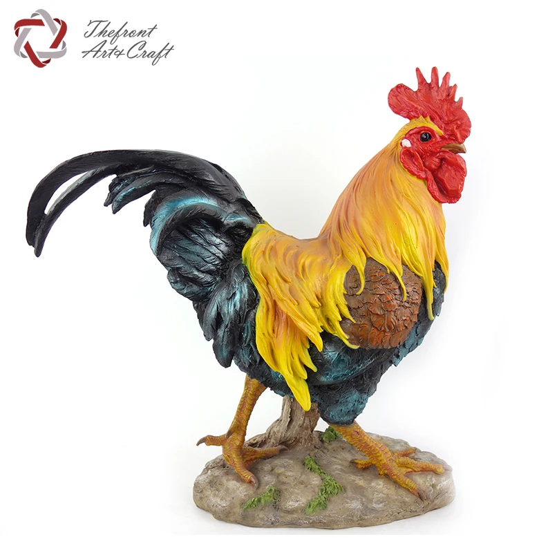Home Ornament Animal Figurine Resin Garden Standing Rooster Statue