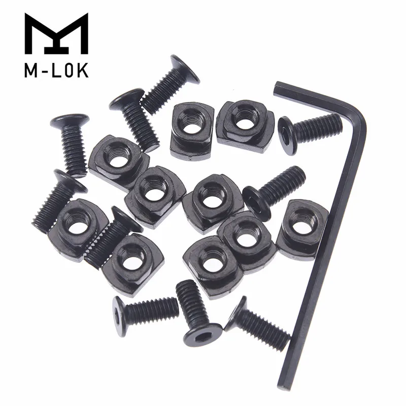 

10 Pack M-LOK Screw and Nut Replacement Set for MLOK Handguard Rail Sections with Wrench, Matte black