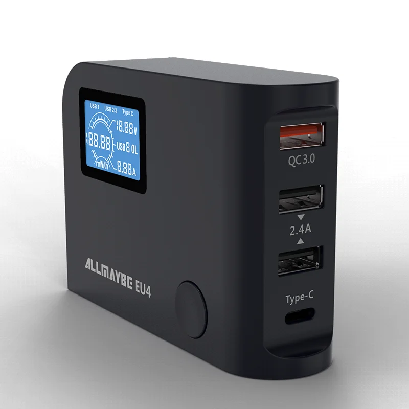 2019 NEW XTAR 4 ports USB Charger EU4 64W Type-C ,QC3.0 ,2.4A*2 USB quick charger with LCD screen