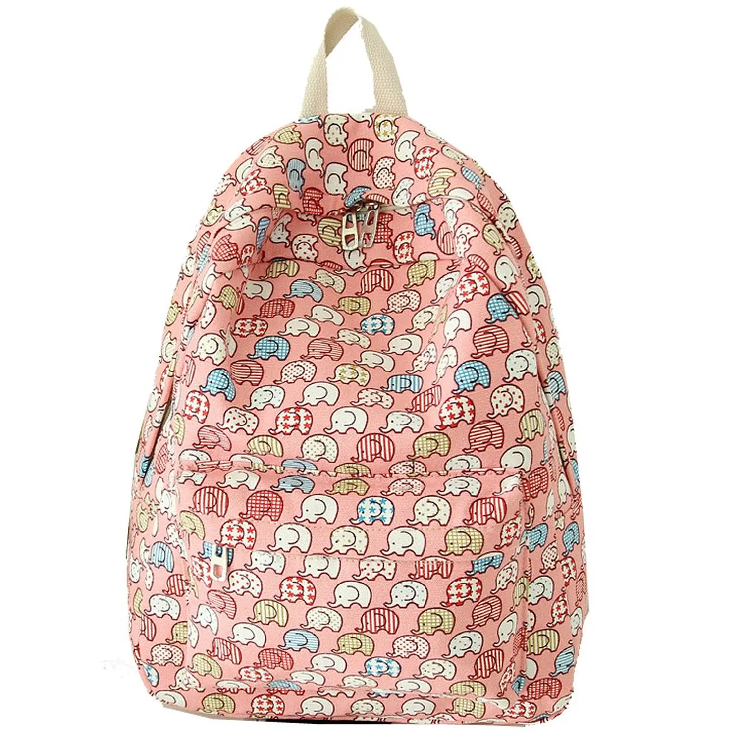 Crazycity New Trendy Fashion Unisex Cartoon Elephant Print Backpack Leisure Backpack Casual School Bag Rucksack Korean Knapsack Laptop Backpack Shoulders Backpack for Teens Students Women Ladies Girls Boys (Red)