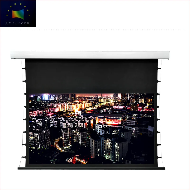 

3D Motorized Tab Tension Metallic Acoustic Transparent Projector Screen Fabric with Mute Tubular Motor MFS1