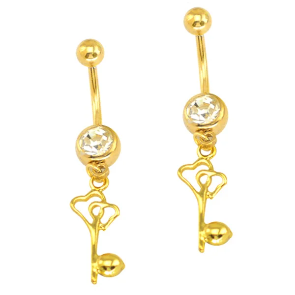 

Gold Plated Belly Ring Metal Alloy Piercings For Girls Pendant Crystal Navel ring, As picture