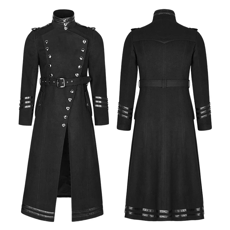 Y-766 Napoleon military uniform men black Gothic long winter coats