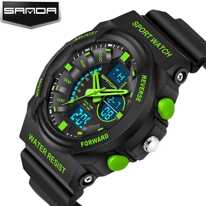 

New SANDA 241Sports Brand Watch Men Digital S-Shock Resistant Quartz Alarm Wristwatches Outdoor Military LED Casual Watches 2018