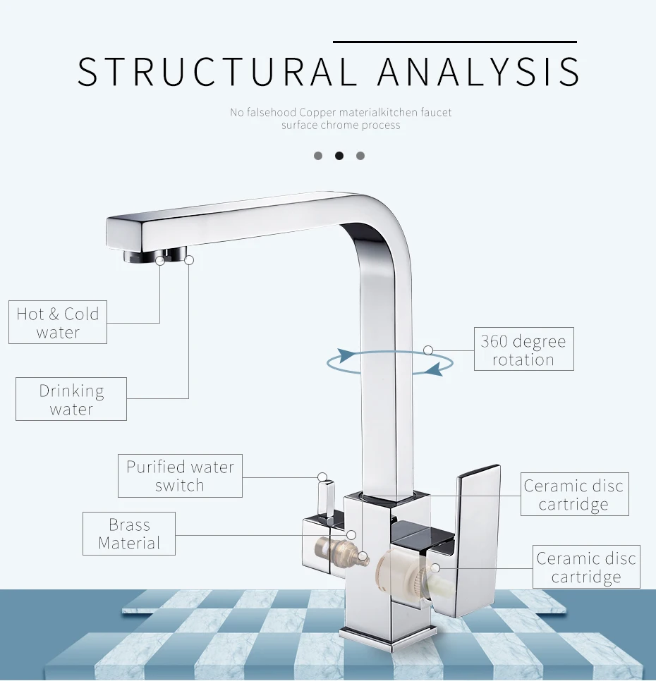 Best 3 way mixer tap,stainless steel lead free three way kitchen faucet
