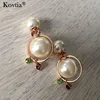 Bulk Sale Cool Dumbbell Shape Earrings Jewellery Two Pearls Hoop Earrings for Girls