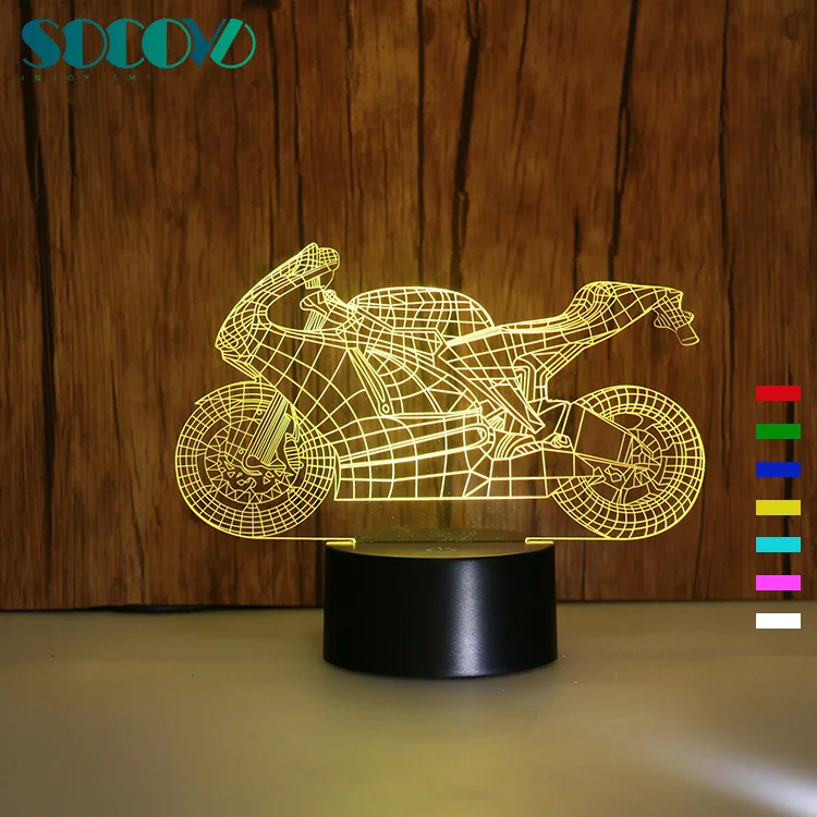 SOCOVE SC3D-048 Color Changing Racing Cycle Night Light for Wholesale Gifts