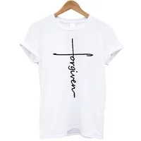 

High Quality Custom Wholesale Cotton T-Shirt Wholesale Blank Christian Faith Vertical Cross Tshirt Summer Casual