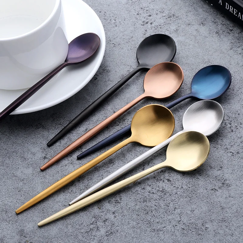 

Matted polish multicolor tea coffee small round stainless steel spoon