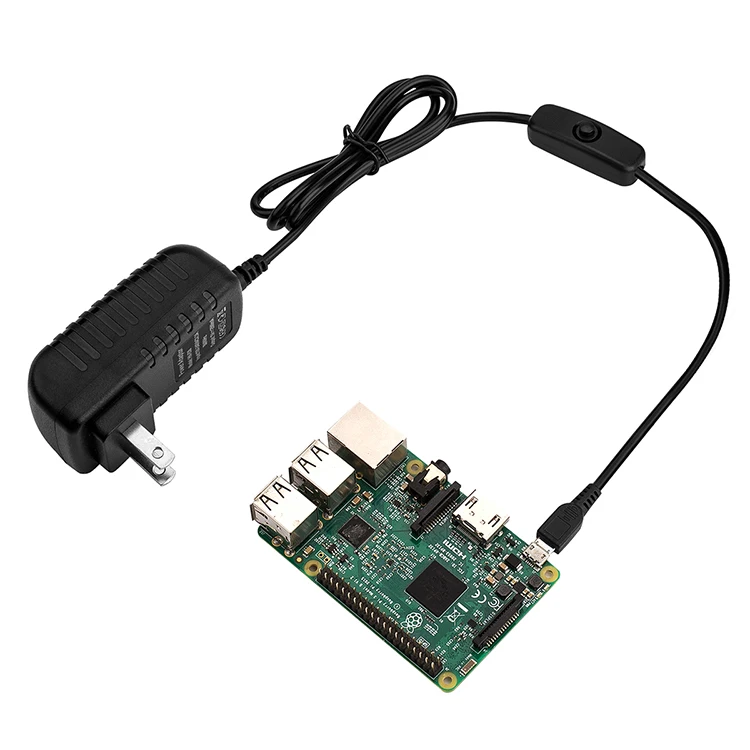 Raspberry Pi 3 Power Supply 5v 25a Usb Charger Adapter With Onoff Switch Micro Usb Cable For 