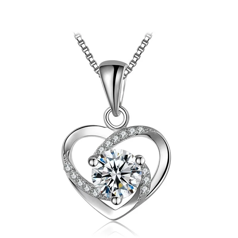 girlfriend heart pendant necklace Mini for Women Crystal Diamond Love Chokers