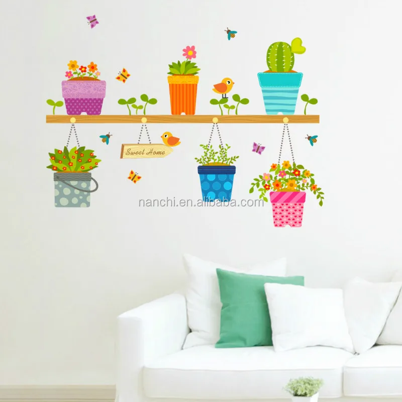 Pot Bunga Stiker Dinding Kamar Anak Anak Kamar Tidur Dekorasi Stiker Tahan Air Removable Wallpaper Buy Bunga Pot Wall Sofa Dinding Dekoratif Kamar