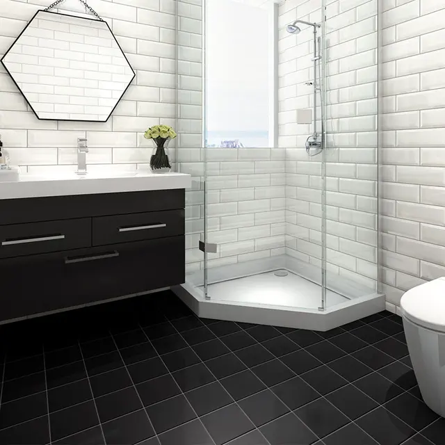 Bathroom Floor 200x200mm Glazed Ceramic Black Glossy Tile Bathroom Floor 200x200mm Glazed Ceramic
