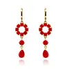 Fashionable party wedding design ruby elements dangle earrings